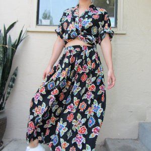 VTG Floral Southwestern Print Set Top L / Skirt M